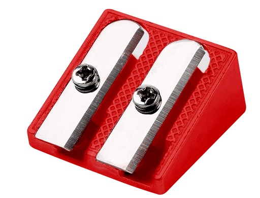 LIDERPAPEL - Sacapuntas/Afilalapices METALICO CUÑA 2 USOS COLOR ROJO (Ref.SA17)