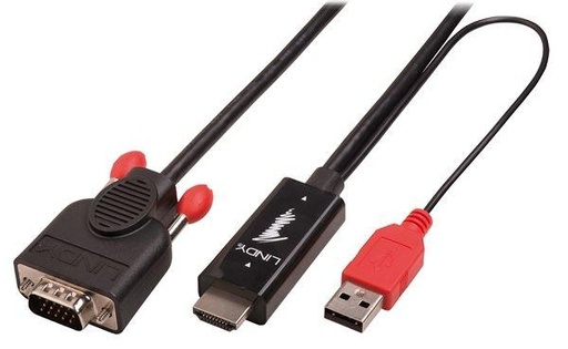 LINDY CABLE CONVERSOR HDMI A VGA NEGRO 2,0M (Ref.41456)