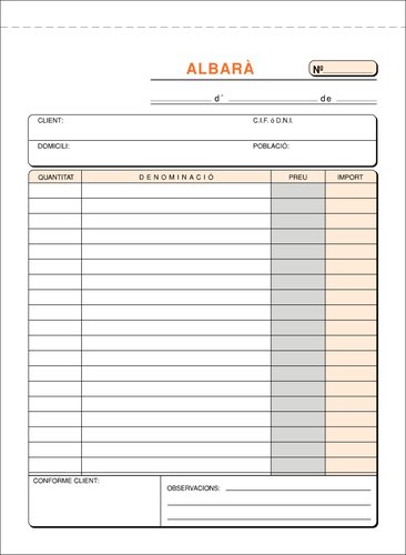 LOAN - TALONARIO CATALAN ALBARANES 4º NATU TRIPLI (Ref.T-122/C)