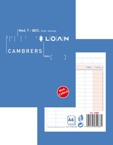 LOAN - TALONARIO CATALAN CAMAREROS 8º DUPLICADO (Ref.T-88/C)