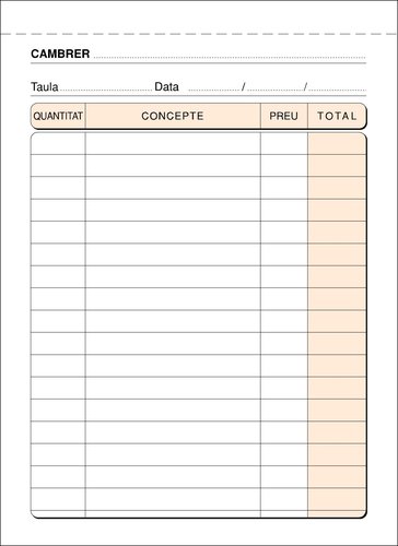 LOAN - TALONARIO CATALAN CAMAREROS 8º TRIPLICADO (Ref.T-89/C)