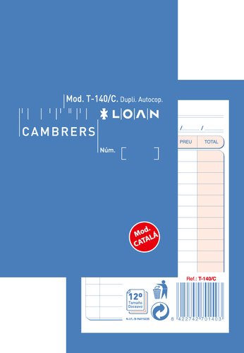 LOAN - TALONARIO CATALAN CAMAREROS BOLSILLO DUPLI (Ref.T-140/C)