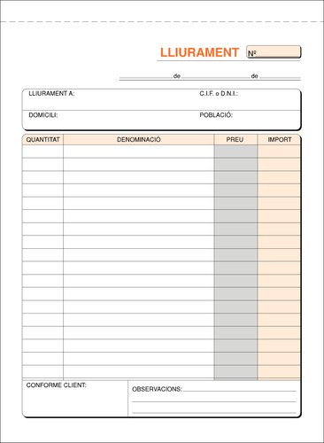 LOAN - TALONARIO CATALAN ENTREGAS 4º NATU DUPLI (Ref.T-91/C)