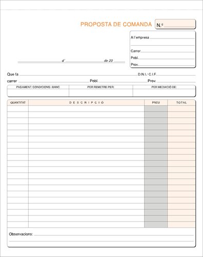 LOAN - TALONARIO CATALAN PEDIDOS HOLANDESA (Ref.T-30/C)