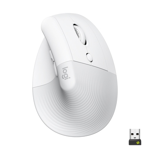LOGITECH - Raton Inalámbrico 6 botones Ergonómico, Vertical, Videojuegos color Blanco crudo (Ref.910-006475)