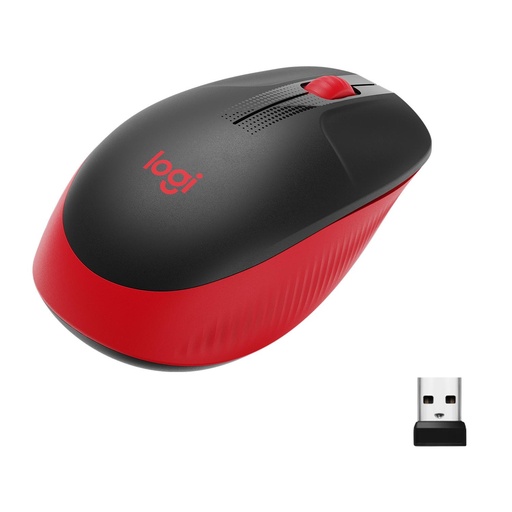 LOGITECH - RATÓN M190 INALÁMBRICO 1000PPP COMPACTO AMBIDIESTROS 3 BOTONES RECEPTOR USB ROJO (Ref.910-005908)
