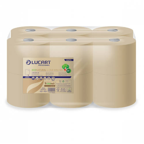 LUCART - PAQUETE 12 ROLLOS HIGIENICO INDUSTRIAL ECONATURAL L-ONE MINI (Ref.CE658)