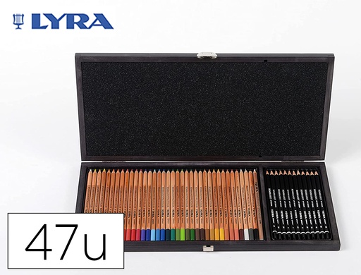 LYRA - REMBRANDT SET DE DIBUJO MALETÍN DE MADERA 47 PIEZAS C/SURTIDOS (Ref.L2054001)
