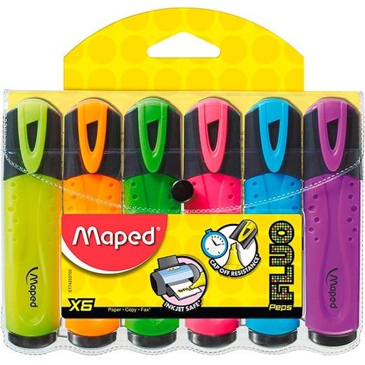 MAPED - BLISTER DE 6 MARCADORES FLUO PEPS COLORES CLASSIC TRAZO 1-5MM. (Ref.742557)
