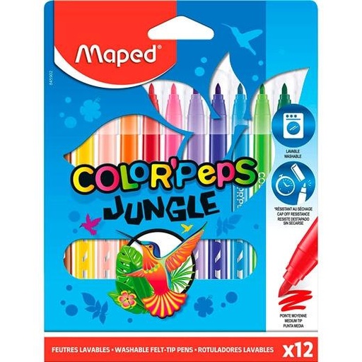 MAPED - ESTUCHE CARTON 12 ROTULADORES JUNGLE 2.0 (Ref.845902)