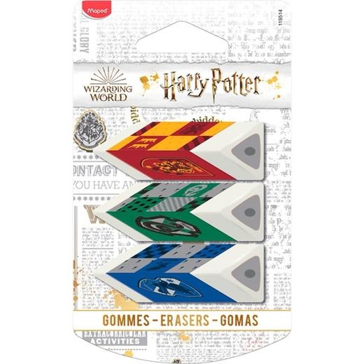 MAPED - GOMA HARRY POTTER 3 CASAS DE HOWARTS TRIANGULAR -EN BLISTER 3U- (Ref.119514)