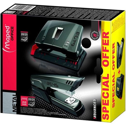 MAPED - KIT DE GRAPADO AVANCED METAL GRAPADORA HALF + PERFORADORA 2 AGUJEROS 20/25 HOJAS (Ref.898011)