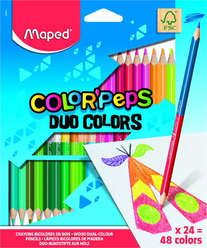 MAPED - LAPICES de COLORES COLOR"PEPS DUO estuche de 24 = 48 colores (Ref.829602FC)