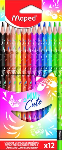 MAPED - LÁPICES DE COLORES DE RESINA MINI CUTE COLORES SURTIDOS EN ESTUCHE DE 12 (Ref.862201)