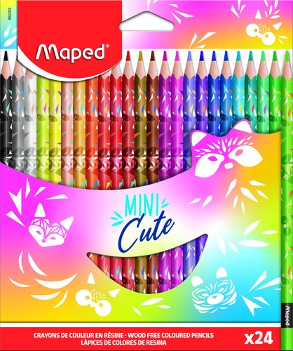 MAPED - LÁPICES DE COLORES DE RESINA MINI CUTE COLORES SURTIDOS EN ESTUCHE DE 24 (Ref.862203)