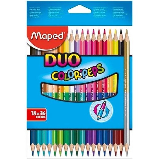 MAPED - LÁPICES DE COLORES DUO COLOR´PEPS BICOLOR SURTIDOS EN ESTUCHE DE 18 (Ref.829601FC)
