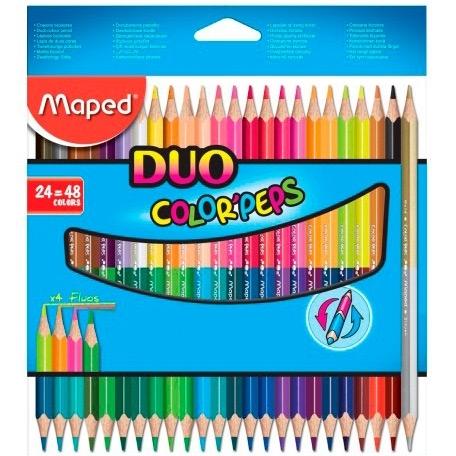 MAPED - LÁPICES DE COLORES DUO COLOR´PEPS BICOLOR SURTIDOS EN ESTUCHE DE 24 (Ref.829602FC)