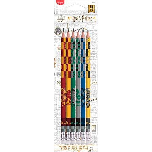 MAPED - LÁPICES DE GRAFITO HARRY POTTER HB C/GOMA DECORADOS COLORES SURTIDOS -ESTUCHE DE 6U- (Ref.851701)