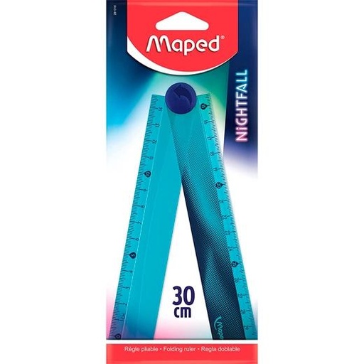 MAPED - REGLA PLEGABLE NIGHTFALL 15/30 CM BLISTER AZUL (Ref.281018)