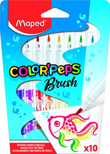 MAPED - ROTULADOR COLOR PEPS PUNTA PINCEL ESTUCHE de 10 (Ref.848010)