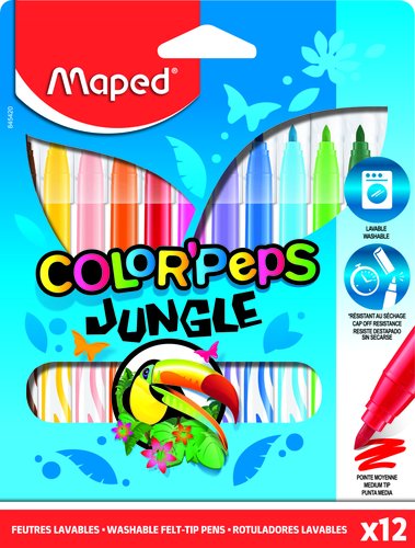 MAPED - ROTULADOR FIBRA COLOR´PEPS JUNGLE ESTUCHE de 12 (Ref.845902/845420)