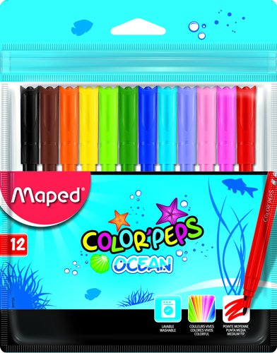 MAPED - ROTULADOR FIBRA COLOR´PEPS OCEAN ESTUCHE de 12 (Ref.845720)