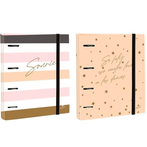 MARIOLA - CARPEBLOCK 4 ANILLAS MIXTAS 40MM FOLIO C/GOMA CARTÓN FORRADO PLASTIFICADO 6 FRASES DISEÑOS SURTIDOS (Ref.2394FU)