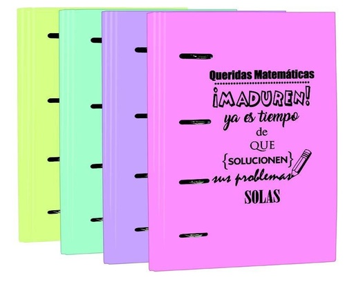 MARIOLA - CARPEBLOCK 4X40 CARTÓN FORRADO PLASTIFICADO C/FRASES FOLIO SURTIDOS PASTEL (Ref.2390FR)