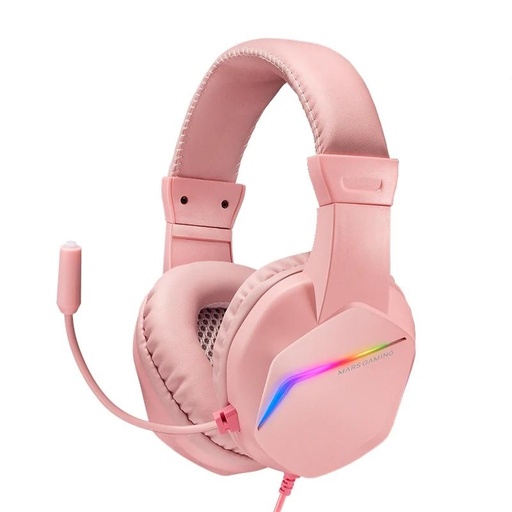 MARS GAMING - MH122 Rosa, Cascos Gaming FRGB Over Ear con Micrófono, Sonido HiFi, Cancelación de Sonido, Ultraligeros, PS4 PS5 Xbox Switch Tablet Windows Mac (Ref.MH122P)