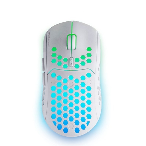 MARS GAMING - , Ratón Gaming Inalámbrico, RGB Flow, Ultraligero 79g, 3200DPI, Blanco (Ref.MMW3W)