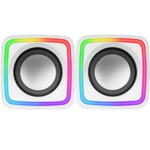 MARS GAMING - Blanco Altavoces Gaming RGB Compactos Procesador Sonido DSP 8W (Ref.MSCUBEW)