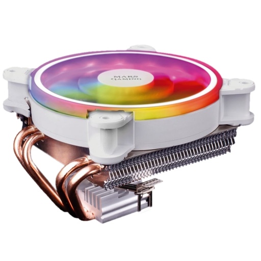 MARS GAMING - MCPU220 CPU COOLER, ARGB 12CM PWM FAN, 4X HEATPIPE, 140W, WHITE (Ref.MCPU220W)