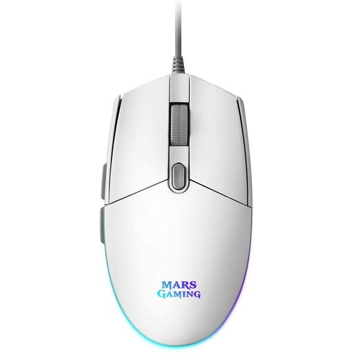 MARS GAMING - RATÓN CABLE USB 3200DPI ERGONÓMICO DIESTROS ILUMINACIÓN RGB FLOW 6 BOTONES BLANCO (Ref.MMGW)