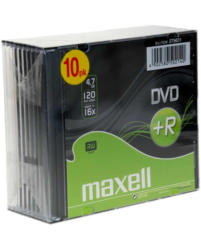 MAXELL - DVD +R 4,7GB 16x SLIM CASE PACK 10 (Incluye Canon LPI de 2.10 €) (M164) (Ref.275631)