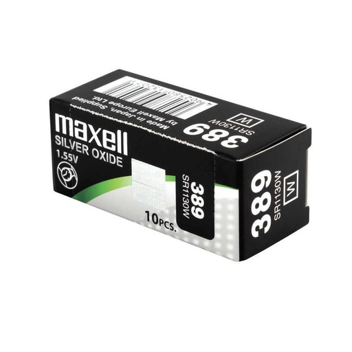 MAXELL - MICRO PILAS PLANAS ÓXIDO DE PLATA 1,55V - SR1130W 389 CAJA DE 10 UNIDADES (Ref.SR1130W MXB)