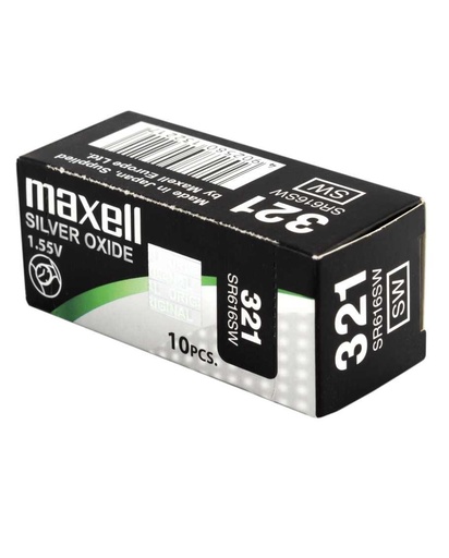 MAXELL - MICRO PILAS PLANAS ÓXIDO DE PLATA 1,55V - SR616SW 321 CAJA 10U (Ref.SR0616SW MXL)