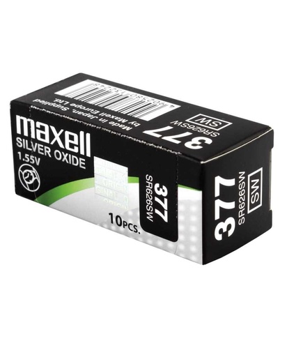 MAXELL - MICRO PILAS PLANAS ÓXIDO DE PLATA 1,55V - SR626SW 377 CAJA 10U (Ref.SR0626SW MXL)