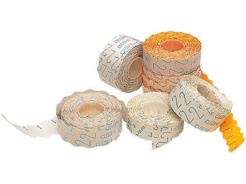 METO - ETIQUETAS de PRECIOS Nº2 ADH.NORMAL 22x12 mm NARANJA FLUOR ROLLO 1.500 uds. (Ref.8512180)