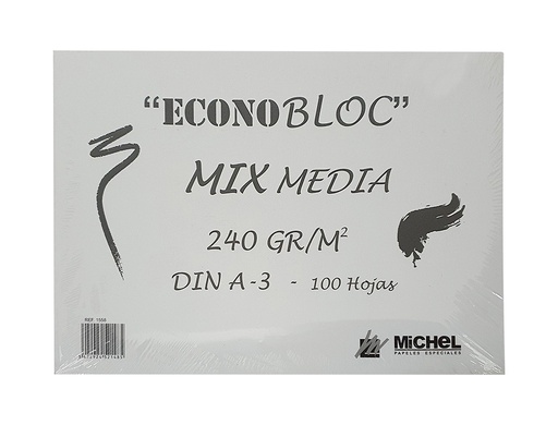 MICHEL - BLOC DIBUJO MULTITECNICAS ECONOBLOC MIX MEDIA DIN A3 ENCOLADO 100 HOJAS 240 GR 297X420 MM (Ref.1558242)