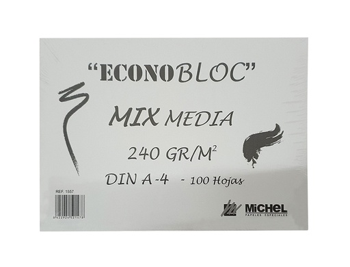 MICHEL - BLOC DIBUJO MULTITECNICAS ECONOBLOC MIX MEDIA DIN A4 ENCOLADO 100 HOJAS 240 GR 210X297 MM (Ref.1557229)