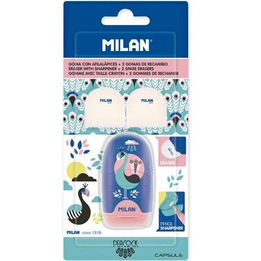 MILAN - AFILABORRA CAPSULE PEACOCK + 2 GOMAS DE RECAMBIO EN BLÍSTER C/SURTIDOS (Ref.BYM10034PCK)