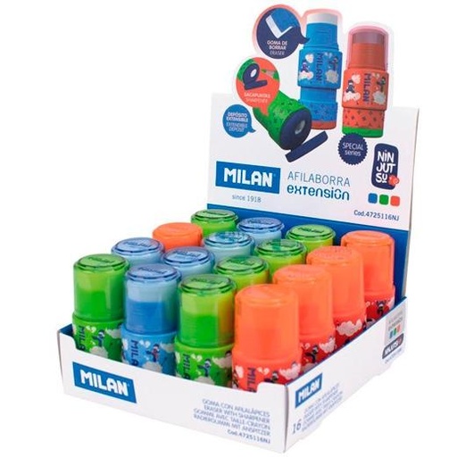 MILAN - AFILABORRAS EXTENSION SERIE ESPECIAL NINJUTSU CAJA EXPOSITORA DE 16 C/SURTIDOS (Ref.4725116NJ)