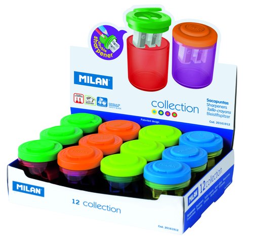 MILAN - Sacapuntas/Afilalapices COLLECTION SCHOOL EXPOSITOR 12 UNIDADES (Ref.20161912)