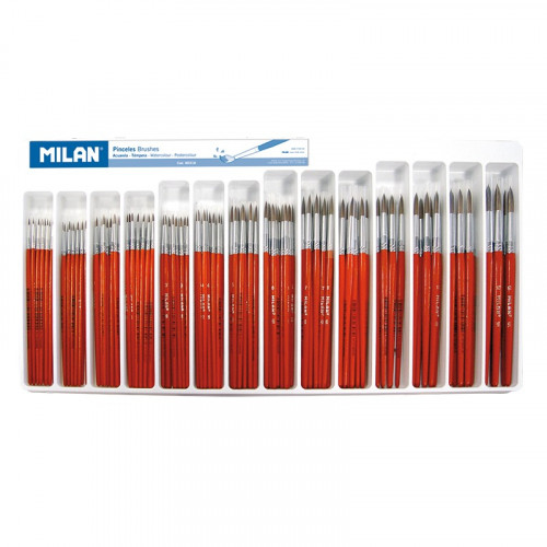 MILAN - BANDEJA 144 PINCELES ESCOLARES REDONDOS (SERIE 101) (Ref.80318)