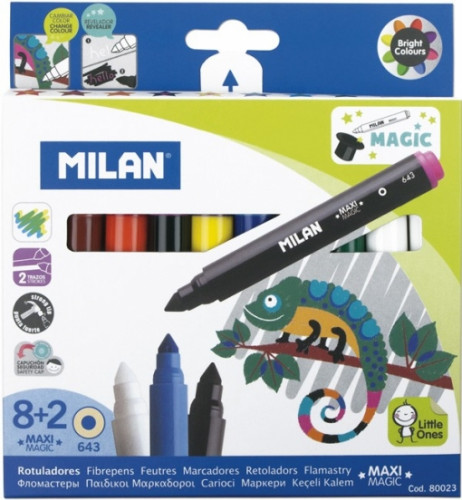 MILAN - CAJA 8 ROTULADORES MAXI MAGIC + 2 ROTULADORES MÁGICOS (Ref.80023)