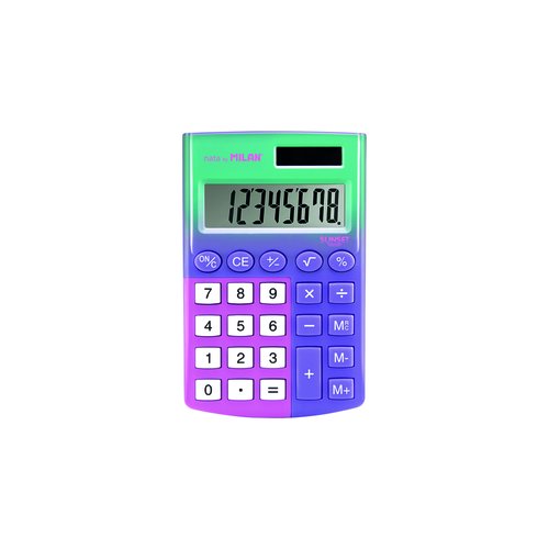 MILAN - CALCULADORA 8 DIGITOS POCKET SUNSET BLÍSTER LILA/ROSA (Ref.151008SNPRBL)