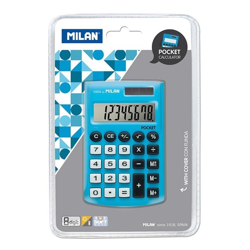 MILAN - CALCULADORA AZUL POCKET 8 DIGITOS DUAL BLISTER (Ref.150908BBL)