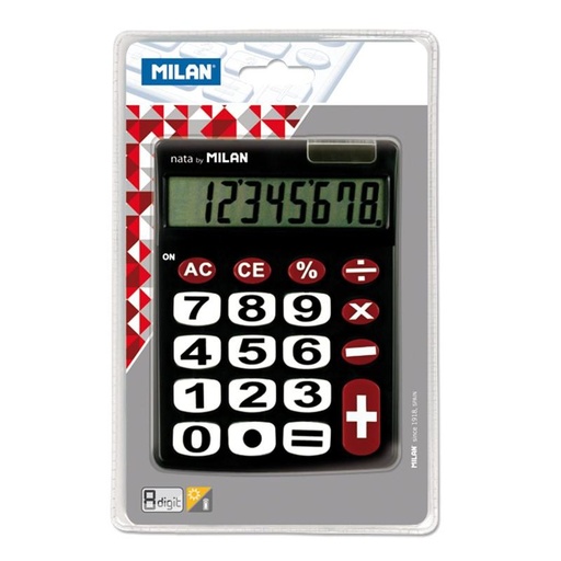 MILAN - CALCULADORA NEGRO 8 DIGITOS DUAL BLISTER (Ref.151708BL)