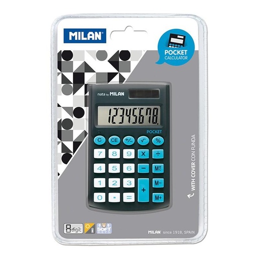 MILAN - CALCULADORA NEGRO POCKET 8 DIGITOS DUAL BLISTER (Ref.150908KBL)