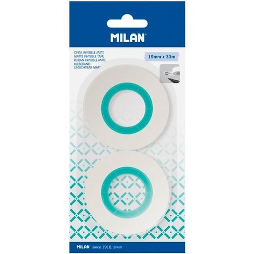 MILAN - CINTA ADHESIVA ROLLO 19MMX33M BLÍSTER 2U INVISIBLE MATE (Ref.BWM10482)